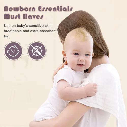 Miniatura 5 de Ease Cubs Paños de muselina para eructos, grandes, 100% algodón, para niños y niñas, artículos esenciales para bebés, extraabsorbentes y suaves