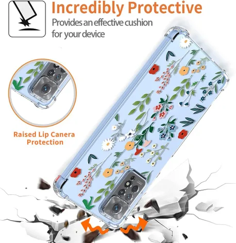 Miniatura 7 de Funda para Redmi Note 11 Pro, Redmi Note 12 Pro 4G transparente con diseño TPU absorción de golpes Slim Flower Garden Pattern Protective Back Cover