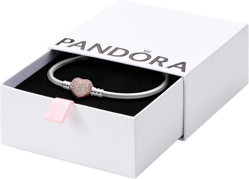 Miniatura 21 de Pandora Moments - Pulsera de cadena de serpiente con cierre de corazón brillante