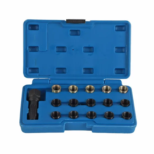 Herramienta de reparación de roscas de bujía M14X1.25, kit de reenhebrado de acero al carbono, juego de reparación de enchufe de grifo portátil,