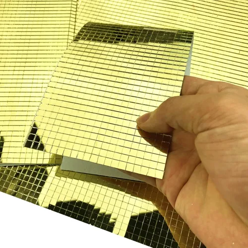 Miniatura 3 de REDODECO Azulejos de mosaico de espejo plateado de vidrio real para azulejos cuadrados de vidrio autoadhesivos, 0.197 in por 0.197 in
