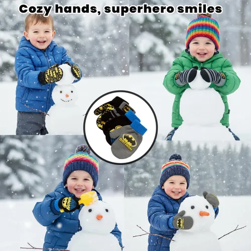 Miniatura 5 de DC Comics Juego de 4 manoplas o guantes para niños Batman, Superman, Liga de la Justicia (2-7)
