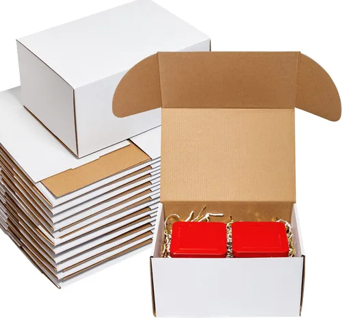 Miniatura 7 de Wowxyz Cajas de envío blancas de 6 x 4 x 3 pulgadas, paquete de 25 cajas de correo de cartón corrugado para pequeñas empresas - Suministros