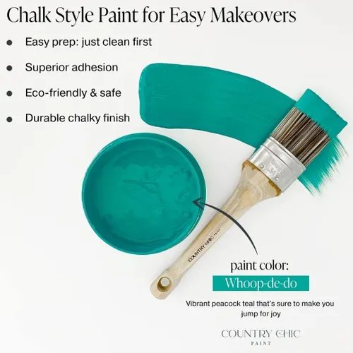 Miniatura 2 de Paquete de pintura estilo tiza + cera para muebles, decoración del hogar, manualidades (color: Whoop-de-do [4 onzas], verde azulado brillante)