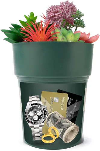 Miniatura 8 de BarGifts Maceta de Flores Negra Caja de Seguridad de Desviación, Caja de Almacenamiento Secreto Oculta Mantén Tus Objetos de Valor Seguros Como