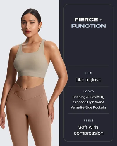 Miniatura 15 de Aoxjox Trinity - Pantalones de yoga de cintura alta con bolsillos para mujer, control de abdomen, cintura cruzada, leggings de entrenamiento suaves
