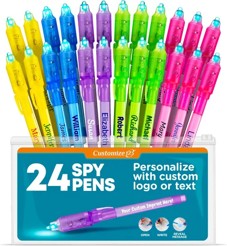 Miniatura 16 de Paquete de marcadores de tinta invisible que desaparecen personalizados, escritor de mensajes secretos personalizados con luz UV, diversión