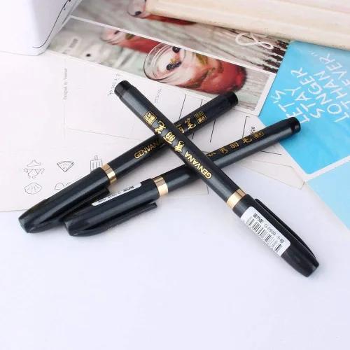 Miniatura 5 de Delaman Pluma de caligrafía, 3 unidades, chino, japonés, caligrafía, shodo, pincel, tinta, escritura, dibujo, manualidades, bolsillo portátil