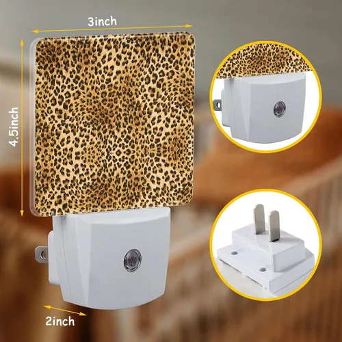 Miniatura 2 de Luz nocturna con enchufe, lámpara de luz nocturna de piel de leopardo, sensor automático, eficiencia energética, luces del atardecer al amanecer