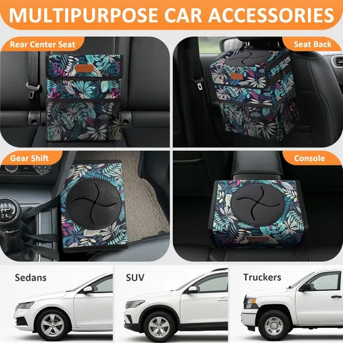 Miniatura 5 de Vankor - Bote de basura para automóvil, bolsa de basura para colgar, impermeable, a prueba de fugas, latas de basura para vehículos, hojas coloridas