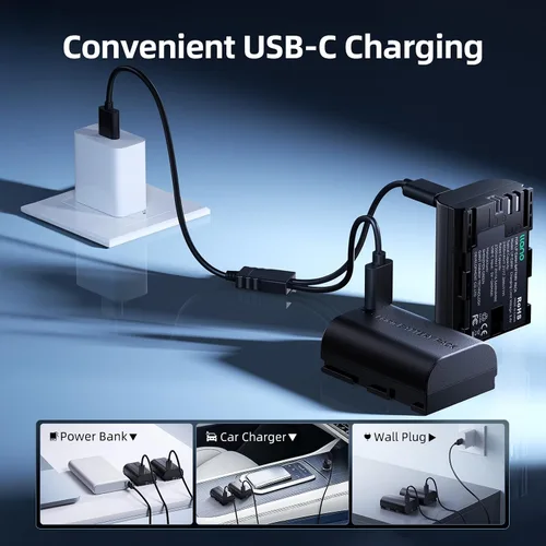 Miniatura 3 de llano Batería LP-E6NH de 2400 mAh con carga rápida USB-C para Canon EOS R5/R6/R7 Mark Il, 5D/6D/7D Mark Il/llI/IV, 60D/70D/80D/90D, totalmente
