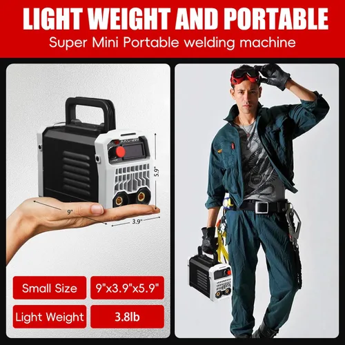 Miniatura 6 de Soldador de palo ARC200 110V, mini máquina de soldadura eléctrica portátil, soldador inversor IGBT con protección de seguridad y control