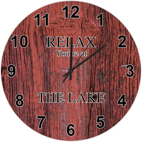 Miniatura 38 de UFunhome Reloj de pared de granja Lake Relax You're at The Lake Silent Non-Ticking Vintage Country reloj de grano de madera a pilas para el hogar