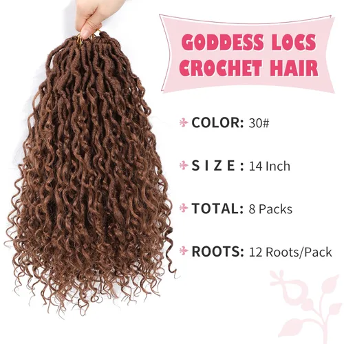 Miniatura 109 de Alicoco Goddess Locs Cabello de Ganchillo 12 Pulgadas 8 Paquetes Rastas Sintéticas de Ganchillo Para Mujeres Rastas Suaves Boho Pre-enrolladas River