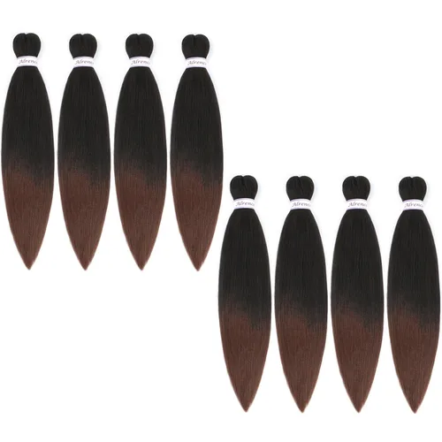Miniatura 52 de Alrence Cabello estirado para hacer trenzas, trenza larga de 30 pulgadas, 8 paquetes, extensiones profesionales de trenzado de cabello sintético, 1b#