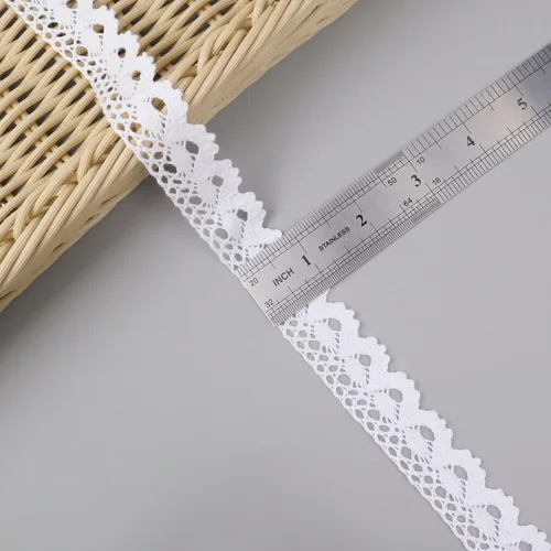 Miniatura 3 de IDONGCAI Delicado encaje nupcial blanco con borde festoneado, cinta de costura de 0.95 pulgadas de ancho, rollo de 20 yardas para vestido de novia