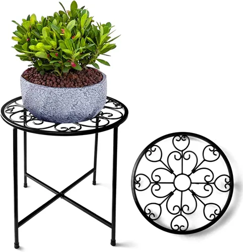 KABB Soporte de metal para plantas, juego de macetas de 15 pulgadas de alto, moderno soporte de hierro redondo de 10 pulgadas a prueba de óxido,