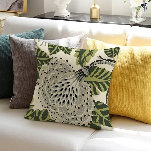 Miniatura 5 de ArogGeld Fundas de Almohada Euro Sham Florales Verde y Blanco Gris Estilo Chinoiserie Funda de Almohada Asiática Funda de Cojín Decorativo 18x18
