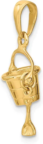 Miniatura 5 de Cubo de playa 3-D de oro amarillo sólido de 14 k con colgante de pala (0.472 in x 0.827 in), Oro, 0