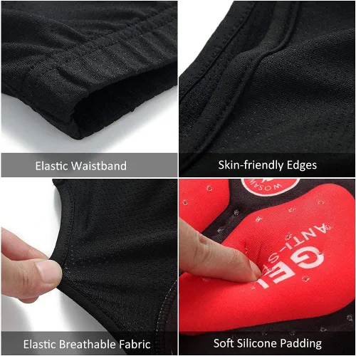 Miniatura 5 de ERYUE Ropa interior de bicicleta, ropa interior de bicicleta para hombre, calzoncillos acolchados para bicicleta, ropa interior de ciclismo, Negro