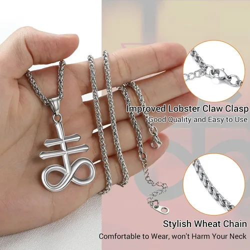 Miniatura 52 de PROSTEEL Satanic Jewelry Upside Down Cross Necklace for Men Women, 316L Stainless Steel/925 Sterling Silver Inverted Cross/Leviathan Cross Pendant