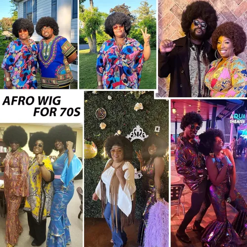Miniatura 6 de G&T Wig Pelucas rizadas afro de los años 70 para mujeres negras, sin pegamento y suaves pelucas afro negras grandes, con volumen y suaves de aspecto