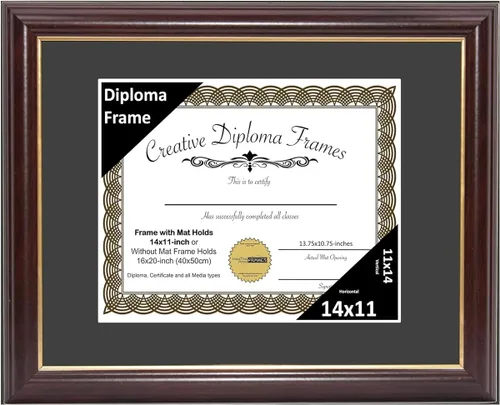 Miniatura 73 de Creative Picture Frames Marco para Diploma de Caoba con Borde Dorado de 12x16 pulgadas con Vidrio y Paspartú Negro y Colgadores de Pared Instalados