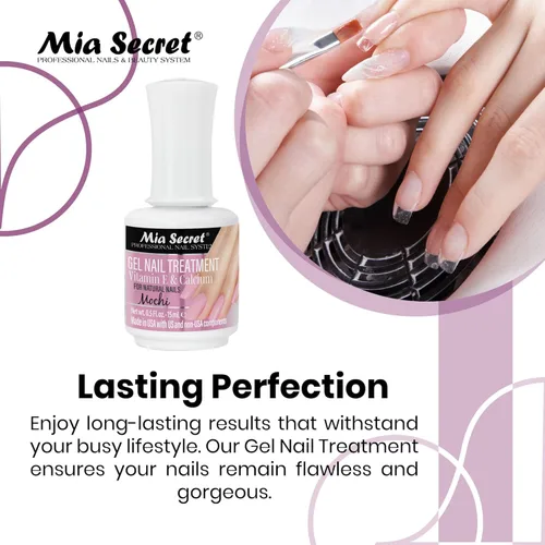 Miniatura 2 de Mia Secret Tratamiento de uñas en gel con vitamina E y calcio, 0.5 fl oz - Gel reparador y fortalecimiento para uñas (Mochi)