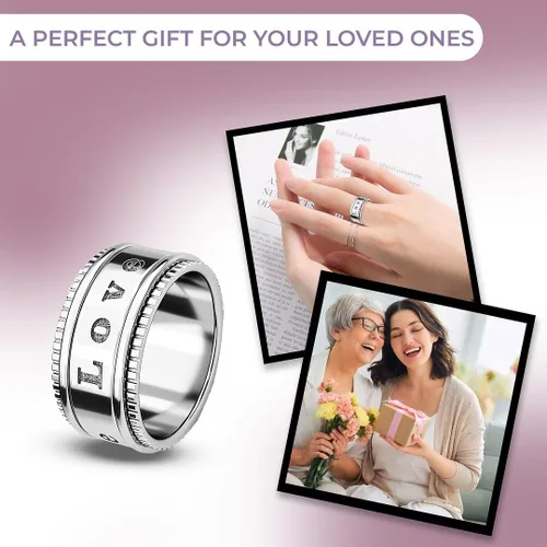 Miniatura 6 de Shop LC - Anillo giratorio de plata de ley 925, bohemio, hecho a mano, joyería única para hombres y mujeres, anillo para aliviar la ansiedad