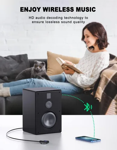Miniatura 4 de COMSOON Adaptador AUX Bluetooth para automóvil, receptor Bluetooth con reducción de ruido para música/llamadas manos libres, receptor de audio