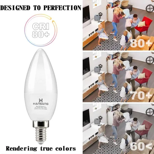 Miniatura 4 de Paquete de 8 bombillas LED E12 de 4000 K luz natural, base pequeña tipo B para candelabro, equivalente a 6 W, 60 W, bombillas para ventilador de Luz