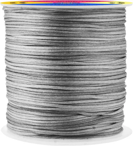 Miniatura 24 de Mandala Crafts Cordón de Satén de Nailon 2mm Cordón Rattail Champagne - 100 Yardas Cordón de Nailon Chino para Nudos Cordón de Seda Cola de Rata