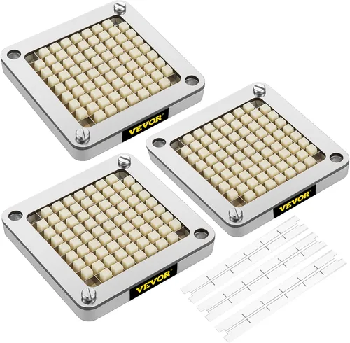 Miniatura 11 de VEVOR Cuchilla de repuesto para picadora, 1/4 pulgada, conjunto de 3 cuchillas para freír papas fritas con 6 cuchillos extra, partes de picadora