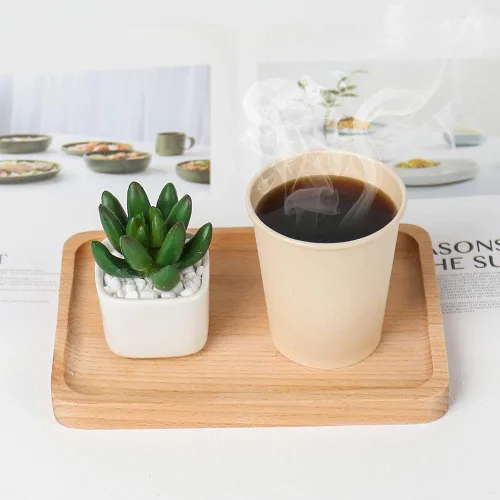 Miniatura 2 de Tazas de papel de café desechables, bebida caliente marrón de fibra vegetal 160 unidades 8 oz