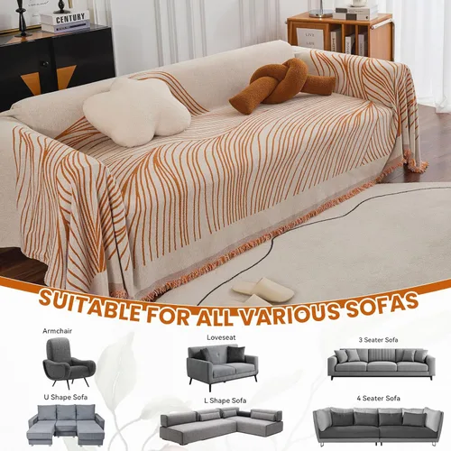 Miniatura 300 de VClife Fundas de sofá bohemio de felpilla para sofá seccional, fundas de sofá suaves y antideslizantes para sofá de 2 cojines, protector de muebles