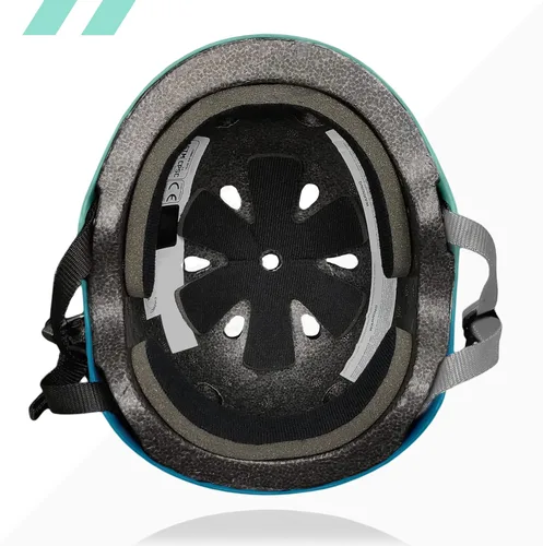 Miniatura 4 de Casco Multideporte Triple Certificado 80Six - Ideal para Bicicleta, Monopatín, Patineta, Patines en Línea y Patinaje en Línea Surf Verde Teal Fade