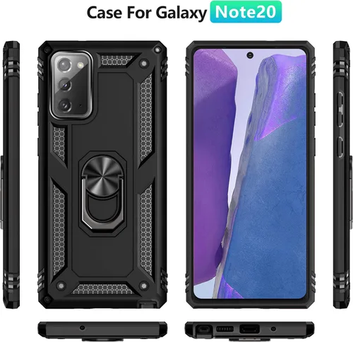 Miniatura 4 de Funda para Samsung Galaxy Note 20, Note20 5G con protectores de pantalla HD, soporte de anillo de metal de grado militar Androgate con soporte de 15