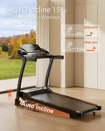Miniatura 2 de LIJIUJIA Treadmills for Home, Folding Treadmill with 15% Auto Incline, 3.0HP Walking Pad Treadmill, 300 lbs Capacity, Max Speed 6.2 MPH, Bluetooth