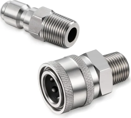 Miniatura 5 de Hotop NPT - Kit de conector rápido macho y hembra de acero inoxidable de 3/8 pulgadas (4 piezas)