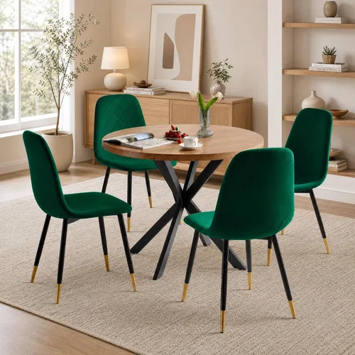 Miniatura 18 de Juego de 2 sillas de comedor de terciopelo azul marino, sillas tapizadas de cocina y comedor con patas de metal, sillas decorativas modernas