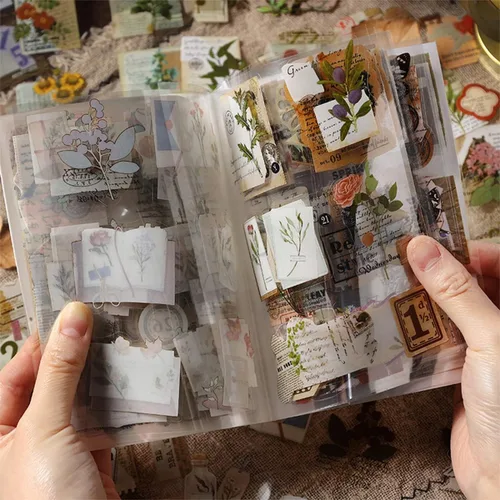 Miniatura 9 de Pegatinas de Junk Journal para Scrapbooking, 120 Piezas de Pegatinas Decorativas Retro de Flores Mariposas Naturaleza Poema Sello Letra para Álbum