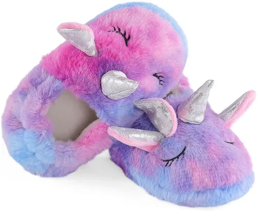 KAKU NANU Pantuflas para niños pequeños con dibujos animados de animales, para niñas y niños, cálidas, de forro polar, para el hogar