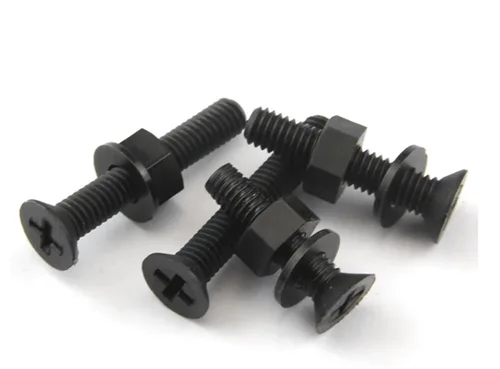 Miniatura 7 de Tornillo mecánico plástico de cabeza plana de nylon cabeza cruzada M6x30mm 20sets negro tuerca de tornillo de plástico y arandela