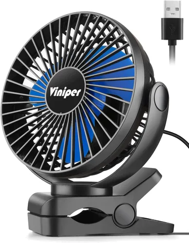 Miniatura 9 de Viniper Ventilador USB con clip de 6 pulgadas, ventilador de escritorio pequeño y portátil: rotación de 360°, ventilador de mesa de viento de 3