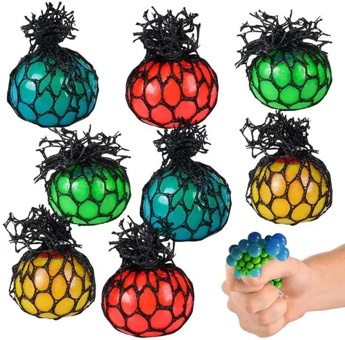 ArtCreativity Pelotas antiestrés de malla de 1.75 pulgadas para niños, paquete de 24, juguetes para apretar en varios colores para aliviar la
