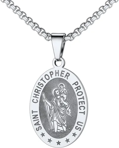 Miniatura 82 de U7 Saint Benedict/Michael Medal Necklace, 316L Stainless Steel Virgin Mary Necklace for Men Women, Bible Verse Protection Necklace Catholic