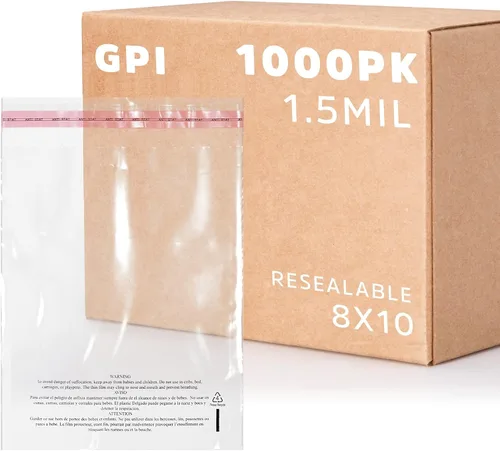 Miniatura 16 de GPI - Paquete de 100 bolsas de polietileno transparentes de 7 x 11 pulgadas, 1.5 mil. - Bolsas de polietileno resellables con tira adhesiva