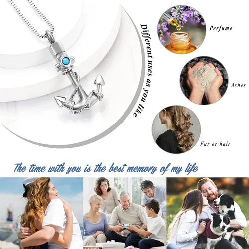 Miniatura 3 de Joyería de cremación para cenizas, collar de urna de ancla para hombres y mujeres, soporte conmemorativo para cenizas, colgante de urna de recuerdo