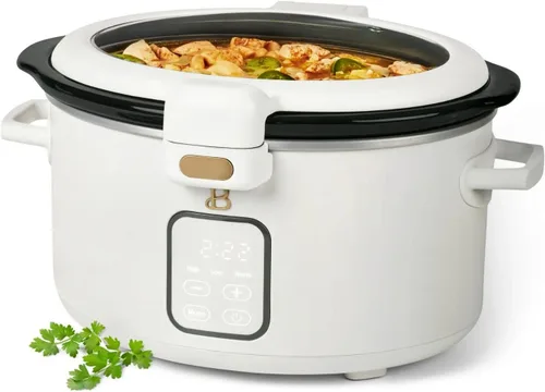 Miniatura 5 de Olla de cocción lenta programable de 4 cuartos con tapa con bisagras, pantalla táctil, múltiples ajustes de calor, ideal para comidas familiares