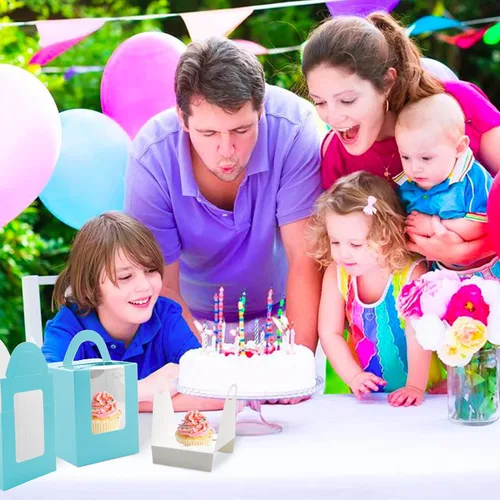 Miniatura 3 de Cajas para magdalenas, 30 cajas individuales para cupcakes, recipientes individuales para magdalenas, soportes para cupcakes, contenedores de Azul